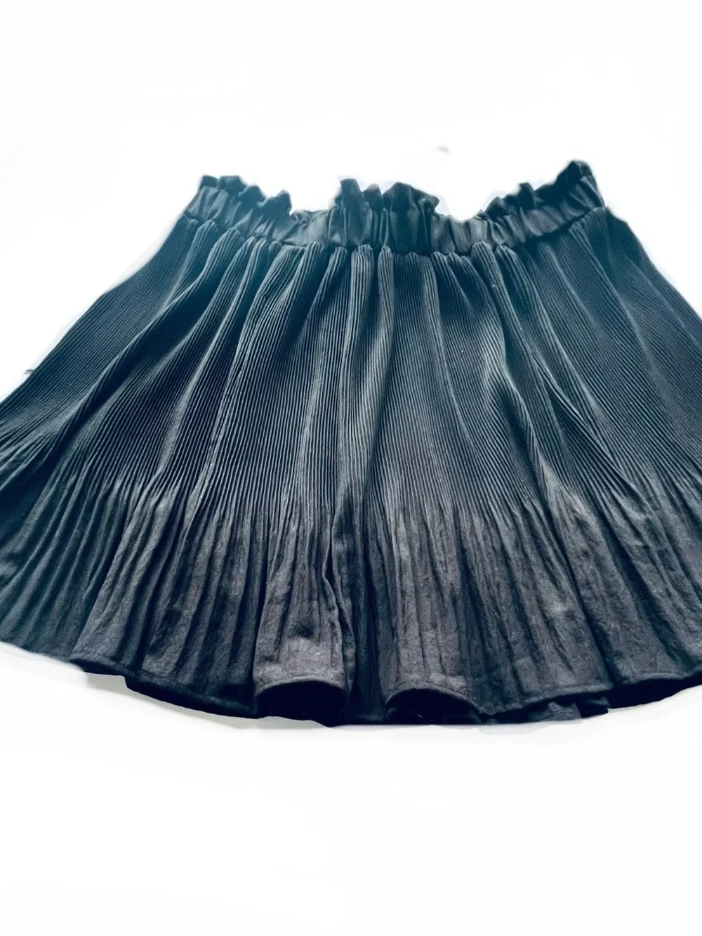 Odd Sz 3XL forBlack Pleated Women's Skirt - Lightweight Ruffled Mini
